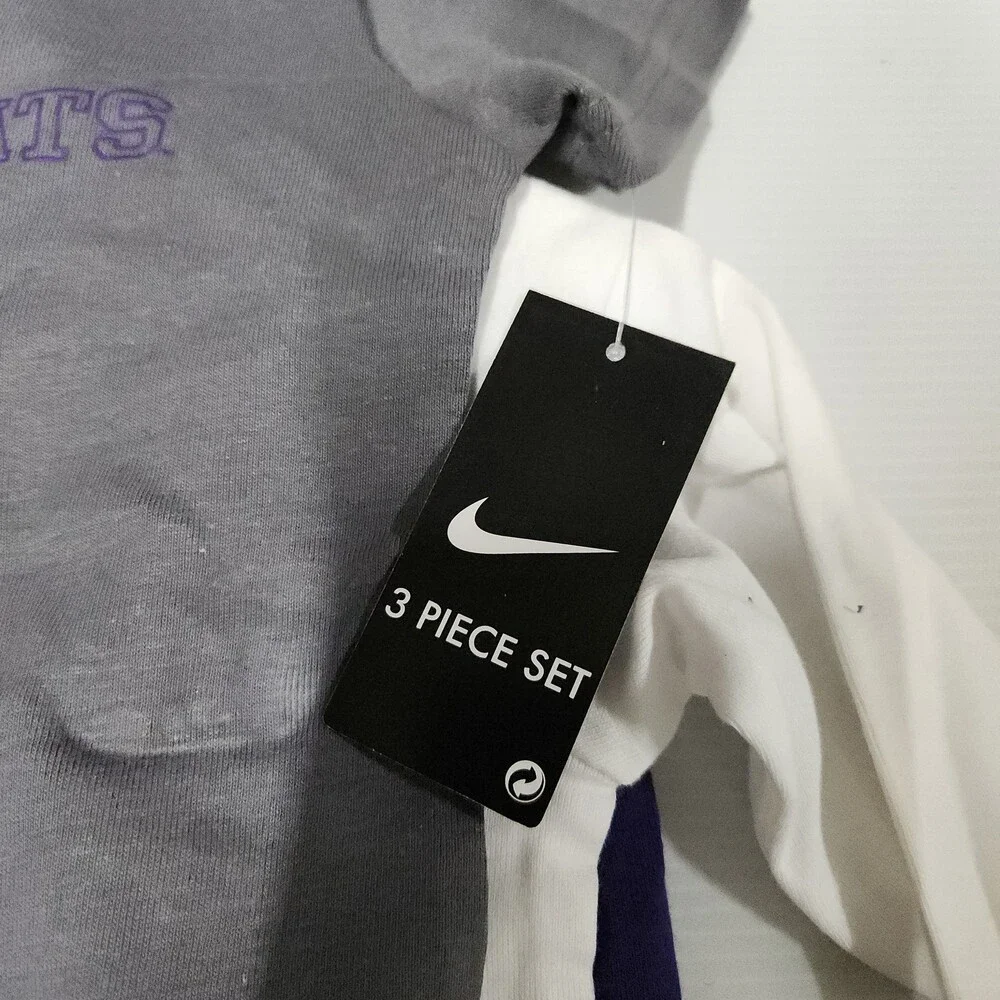 Nike Kansas State Wildcats 3 Piece Infant Bodysuit Pants Set 24M Gray Purple 148